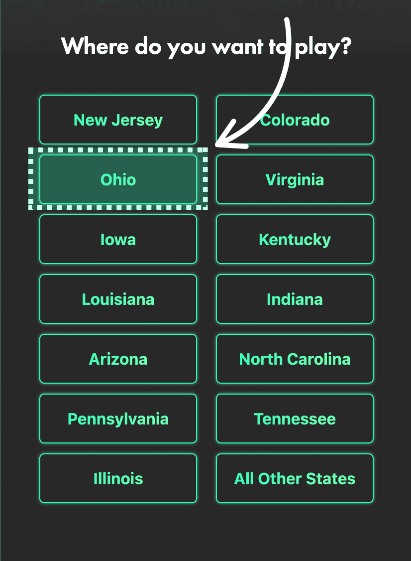 Bet365 select a state at sign up, Ohio.