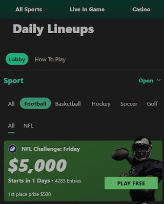 Bet365 Daily Lineups