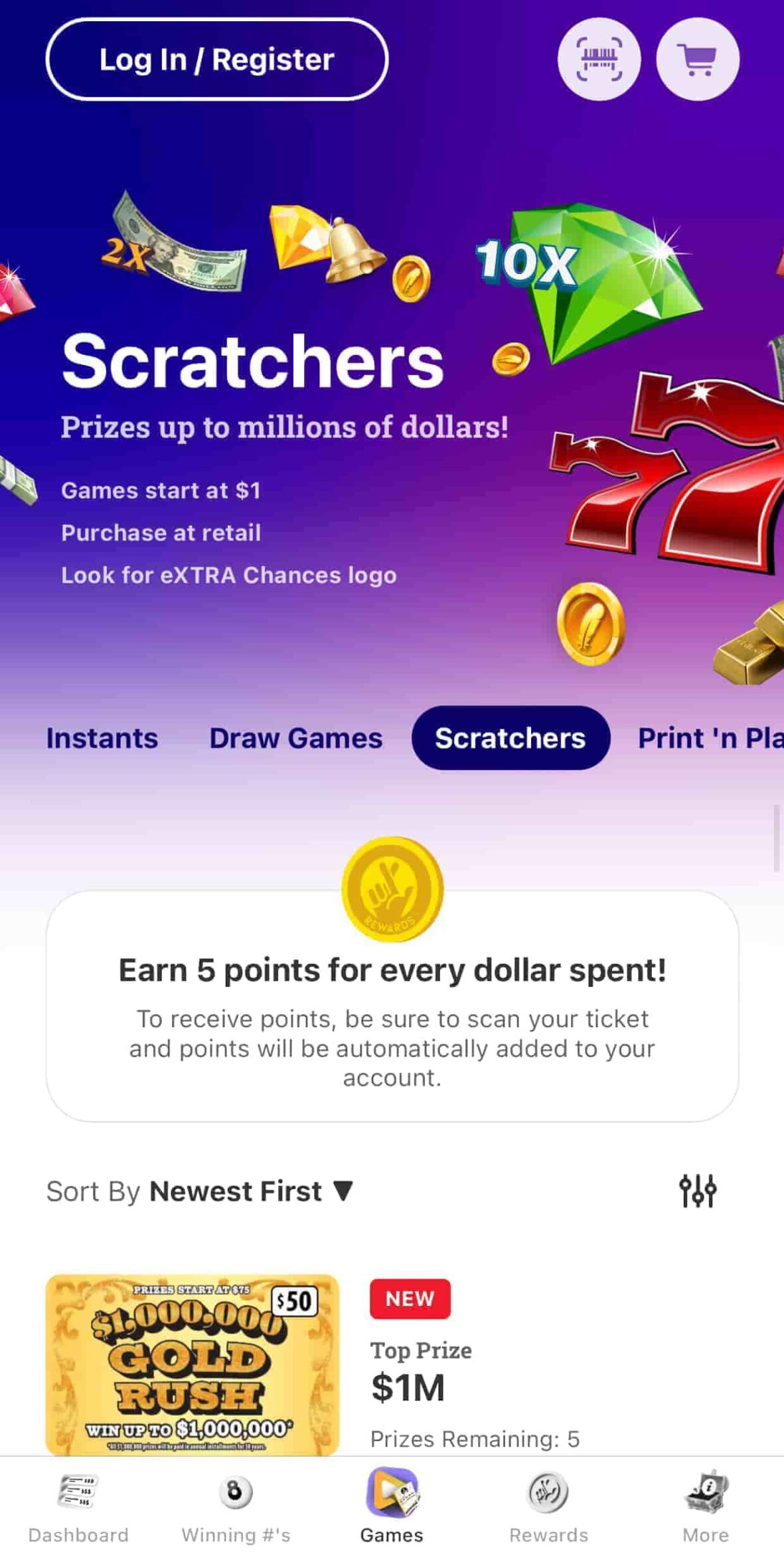 VA Lottery scratchers