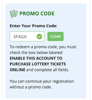GA Lottery Promo Code field