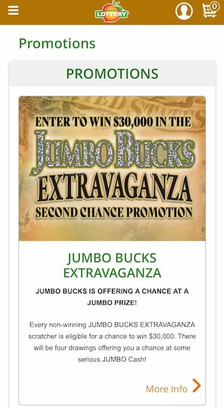Georgia Lottery second chance promotion Jumbo Bucks Extravaganza