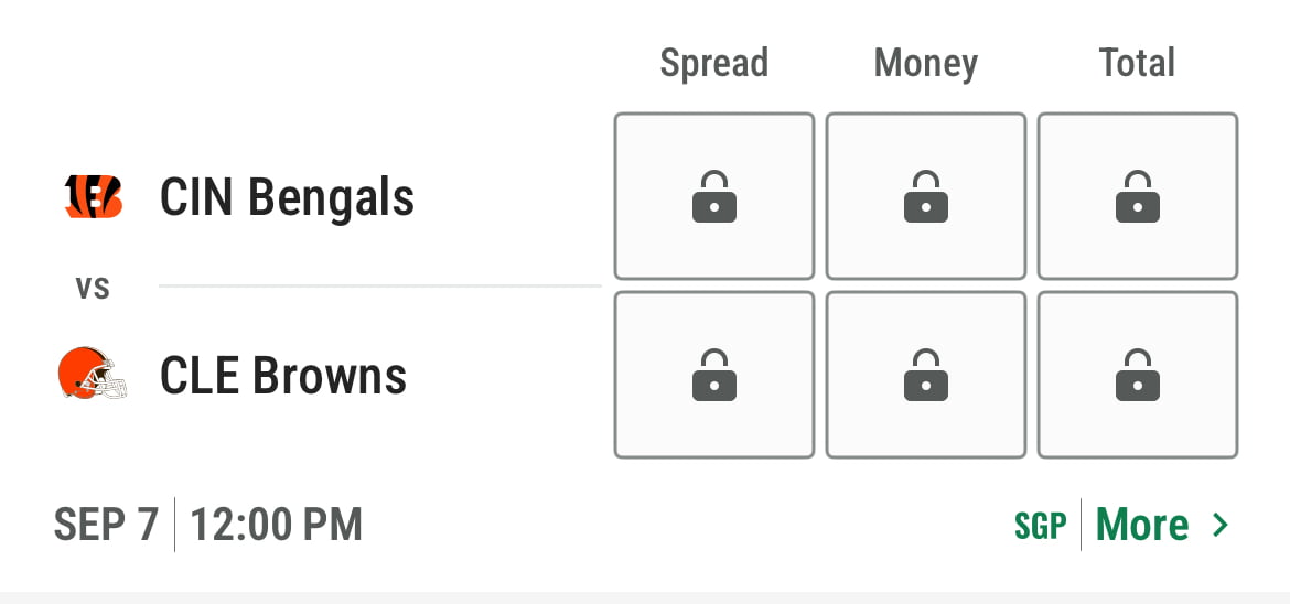 Bengals vs. Browns Week 1 NFL 2025 season at Caesars Sportsbook
