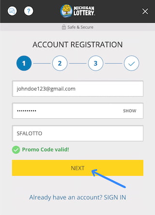Michigan Lottery sign up