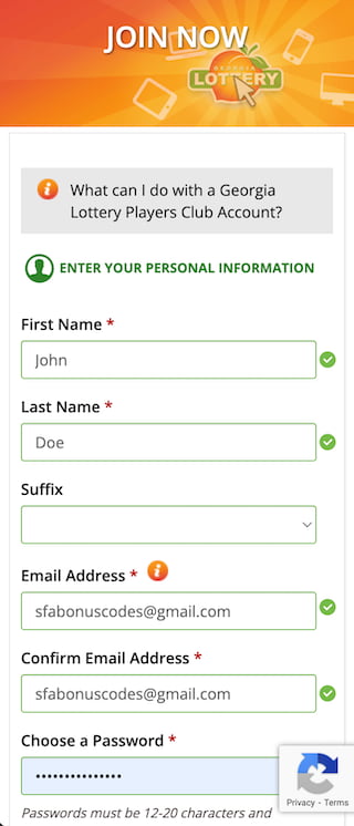 GA Lottery sign up