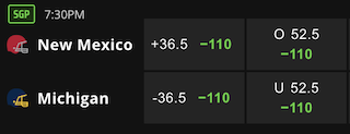 DraftKings odds for New Mexico vs. Michigan week 1 of college football