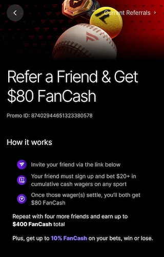 Fanatics Sportsbook refer a friend bonus