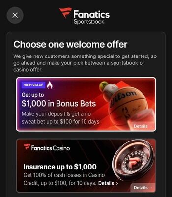 Fanatics Sportsbook Sign Up Bonus offer