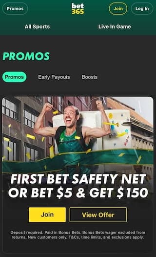 Bet365 bonus of $150 or $1,000