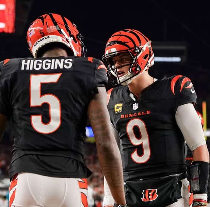 Joe Burrow and Tee Higgins