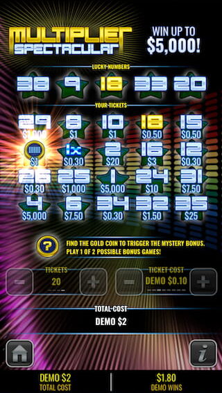 Kentucky Lottery Multiplier Spectacular gameplay