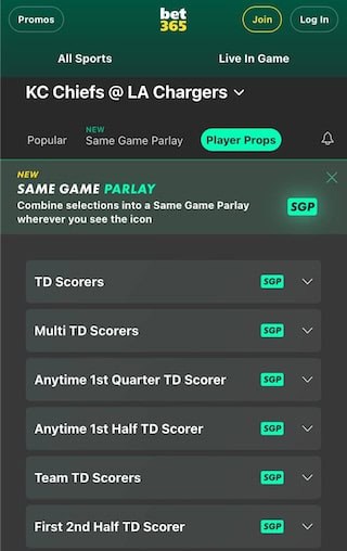 Bet365 prop bets