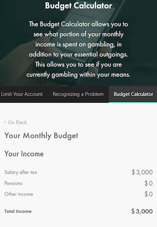 Bet365 responsible gambling budget calculator
