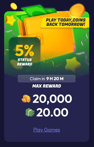 Funrize casino promo for 5% coins back