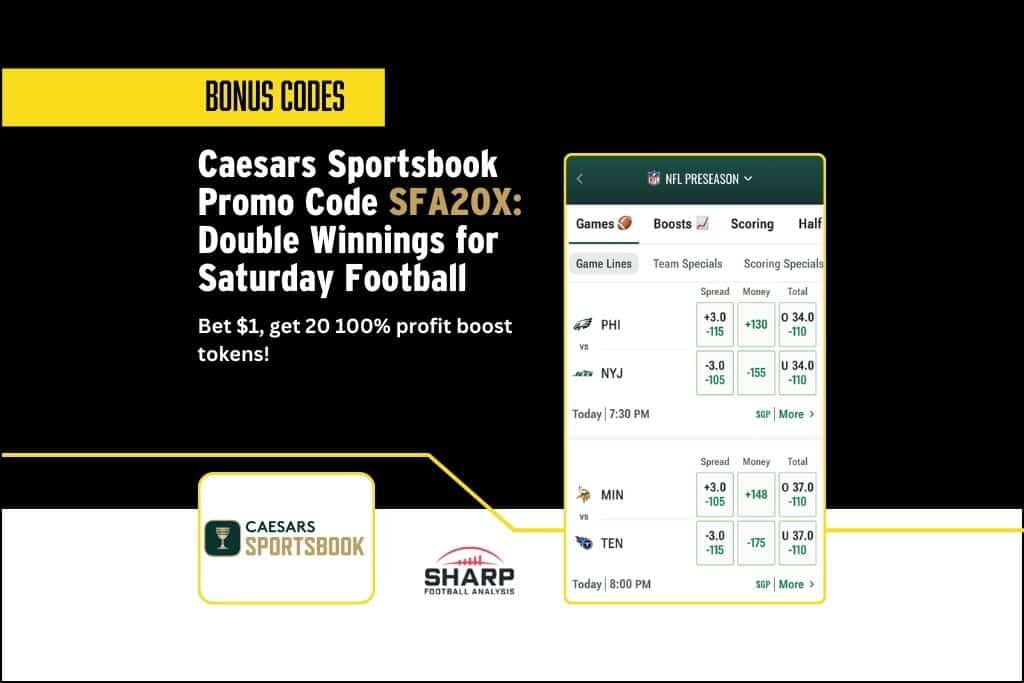 Caesars Sportsbook promo code for NFL preseason and college football Week 0 games this Saturday