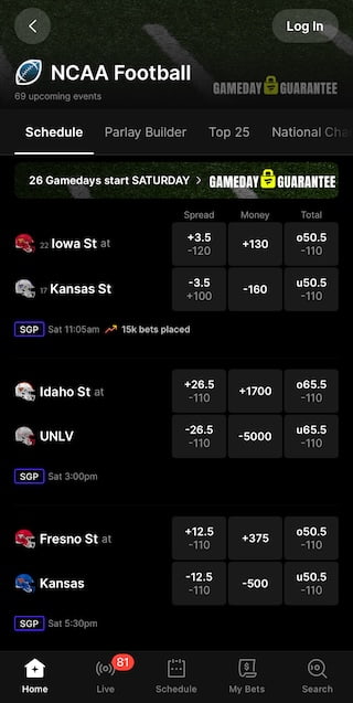 College football week 0 odds at Fanatics Sportsbook.