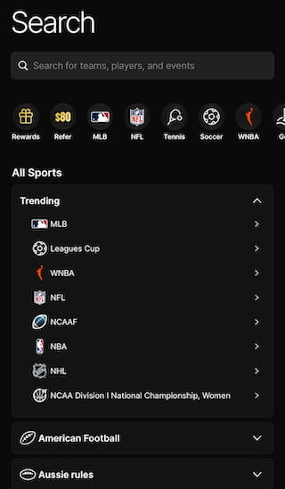 Sports you can bet on at Fanatics Sportsbook