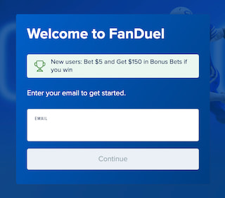 FanDuel NFL promo sign up screen