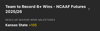 Kansas State football odds Bet365