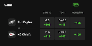 Eagles vs. Chiefs DraftKings odds