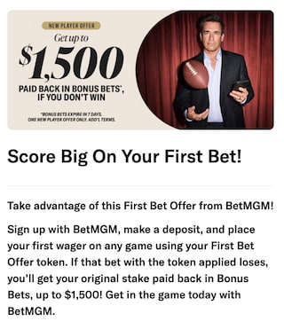 BetMGM college football betting offer