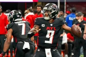 First year starter Michael Penix drops back to pass for the Atlanta Falcons