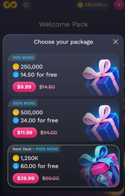 nolimitcoins welcome package: first purchase