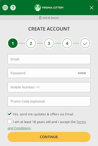 VA Lottery promo code sign up