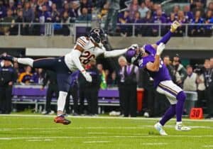 A facemask penalty during a Vikings vs. Bears NFL game
