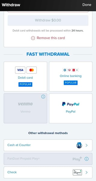 FanDuel fast payouts