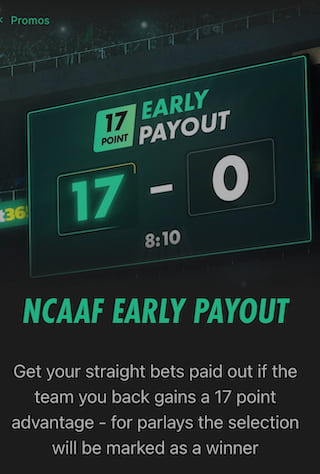 Bet365 Iowa promo for college football early payout