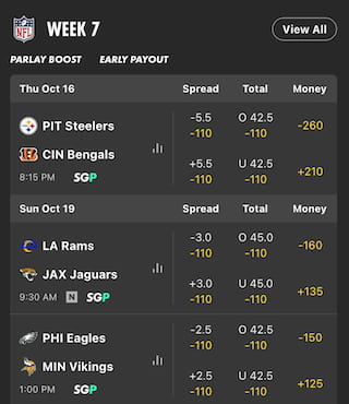 Bet365 Colorado NFL betting markets
