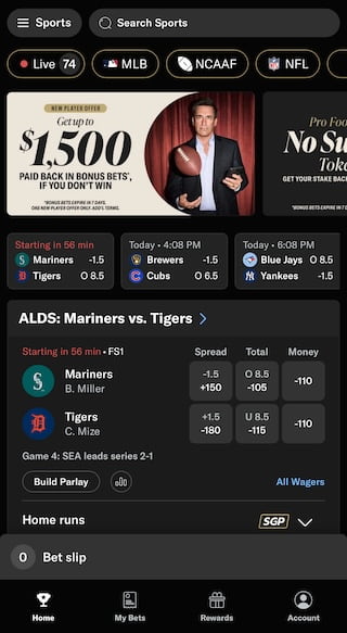 BetMGM sportsbook app interface