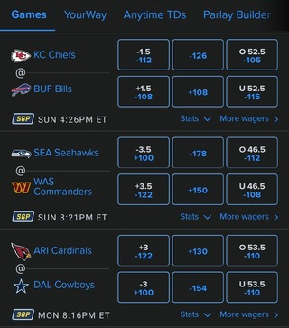 FanDuel Odds for NFL Week 9
