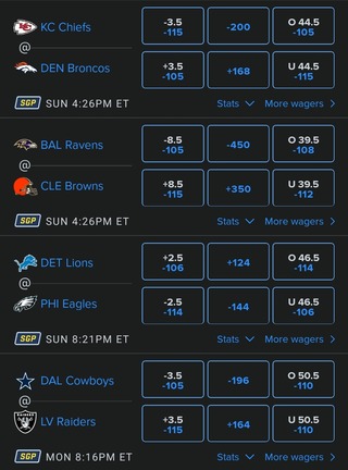 FanDuel Odds for NFL Week 11