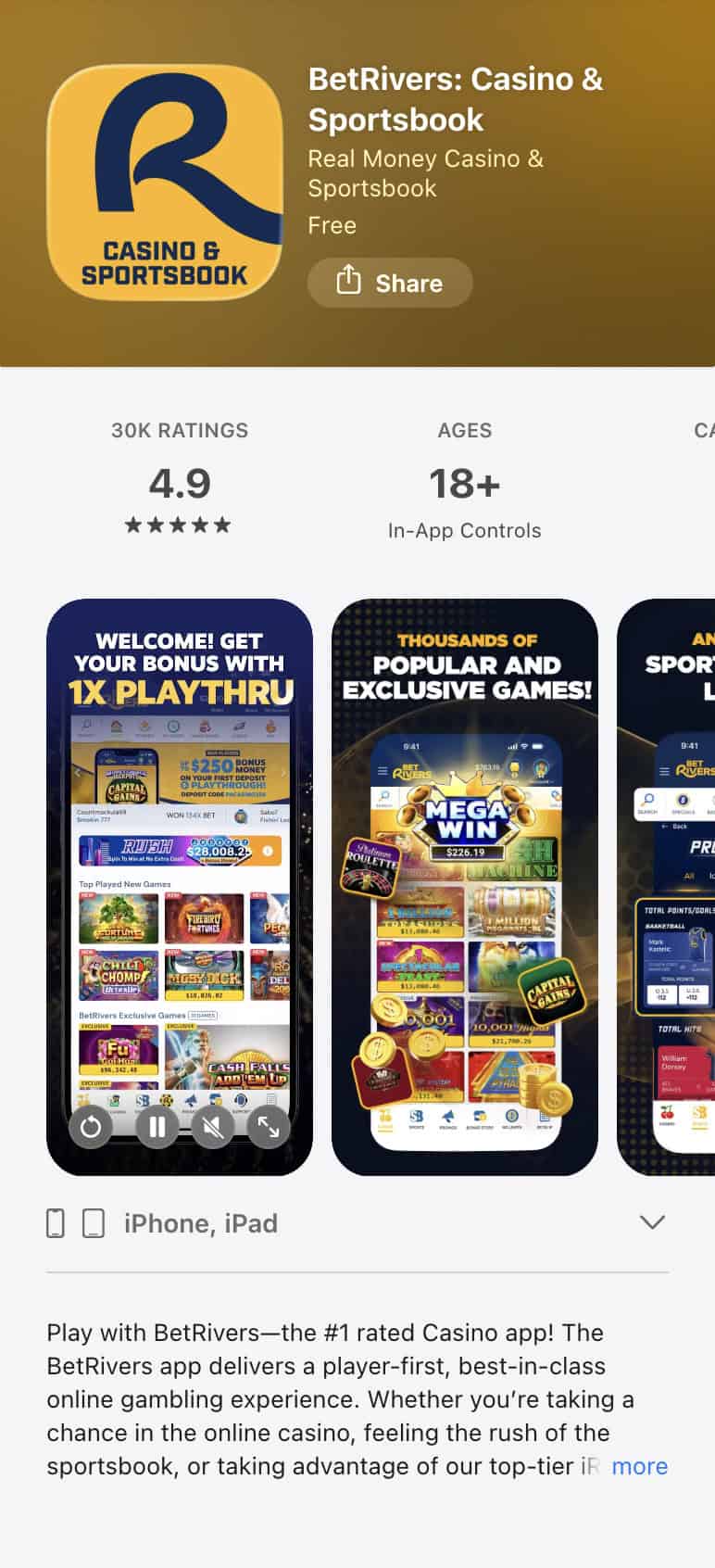 College football apps: BetRivers app