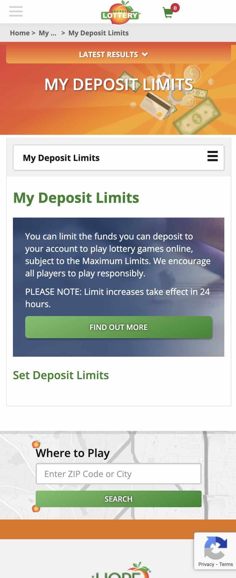 GA Lottery deposit & withdrawals