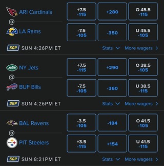 FanDuel Odds for NFL Week 18