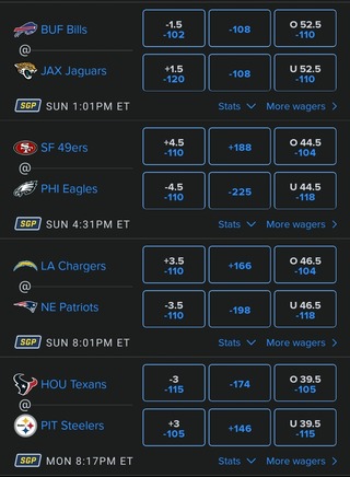 FanDuel Odds for NFL Wild Card
