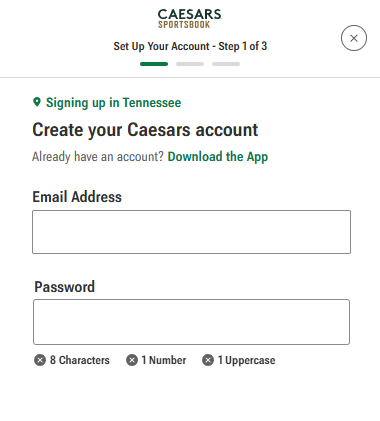 enter your details to finish the account registration process in tennessee
