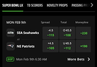 Super Bowl odds at DraftKings