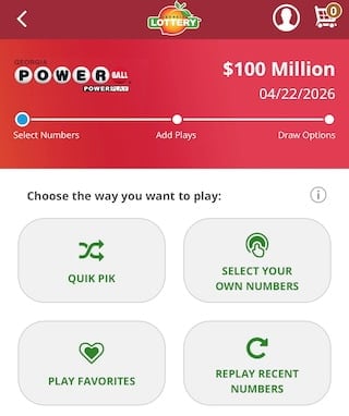 Powerball at the GA Lottery online