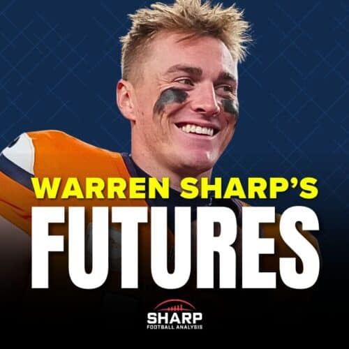 Warren Sharp's 2026 NFL futures recommendations. Win totals and player props.