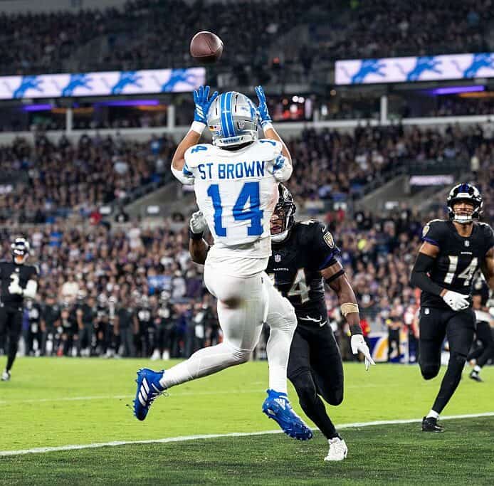 Amon-Ra St. Brown is one of the most heavily used wide receivers near the end zone.