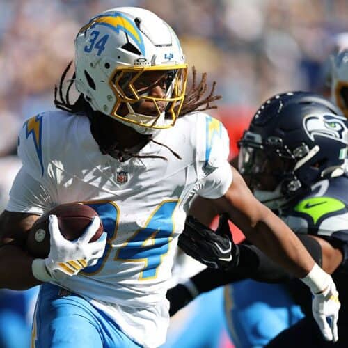 Keaton Mitchell is one of the top Week 5 waiver wire additions.