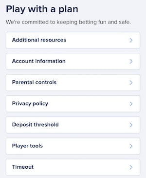Responsible gambling FanDuel app
